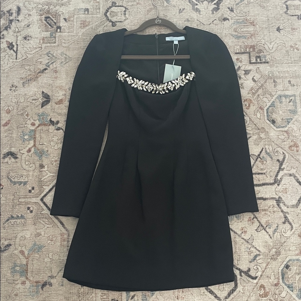 ANTONIO MELANI Black Dress with Embellished Neckline